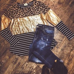 Leopard sequin top
